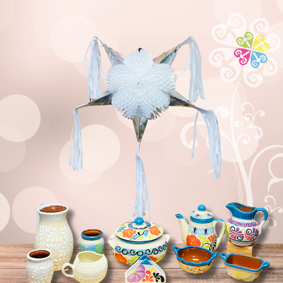 Small White Fiesta Piñata - Mexican Fiesta Decor