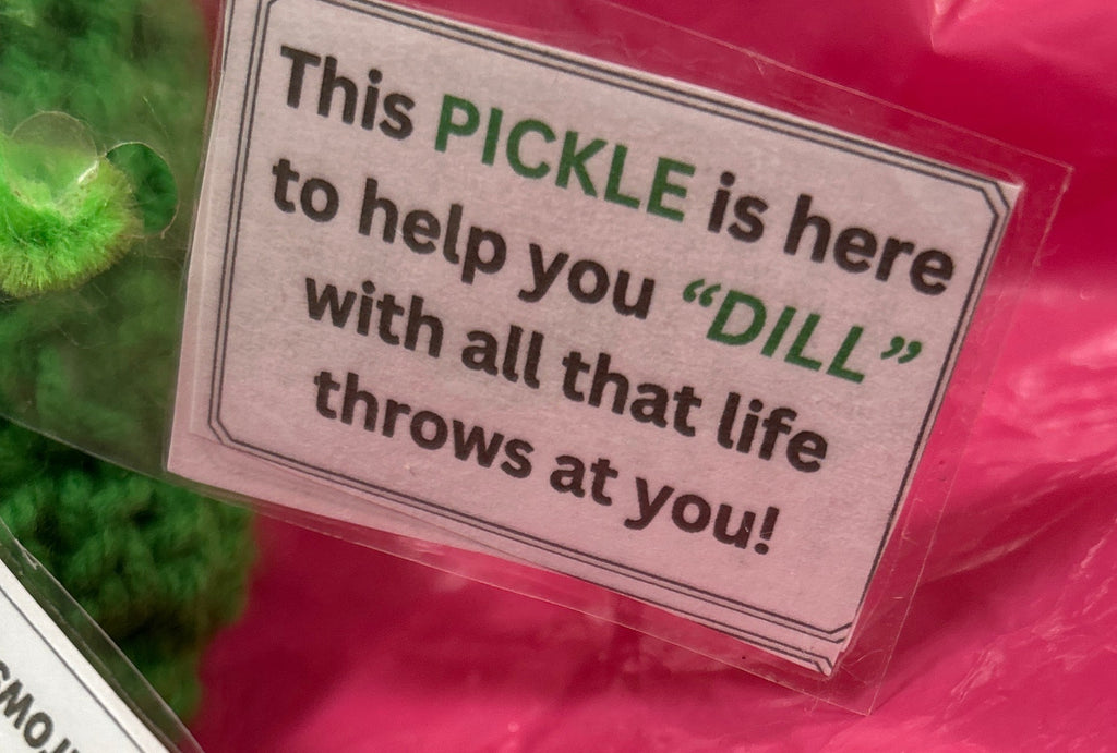 Handcrafted emotional support pickle green crocheted
