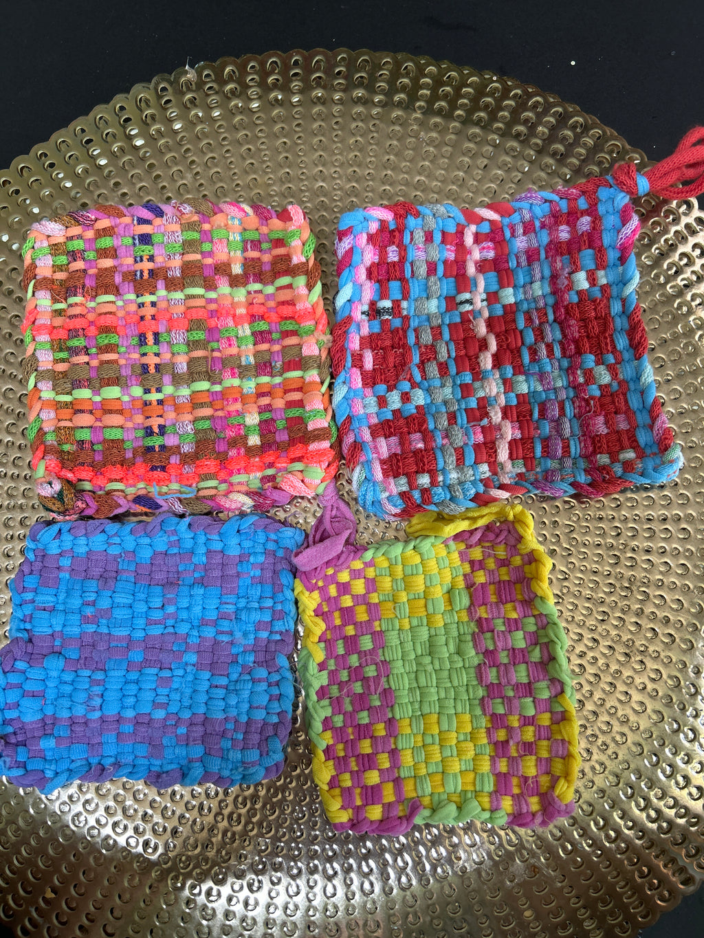 Hand Woven Potholders / Drink Coasters - Set of 4