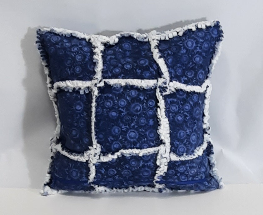 15"x15" Handmade Rag Quilt Pillow Cover: Insert Included