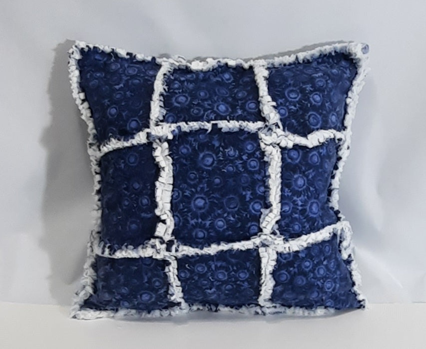 15"x15" Handmade Rag Quilt Pillow Cover: Insert Included