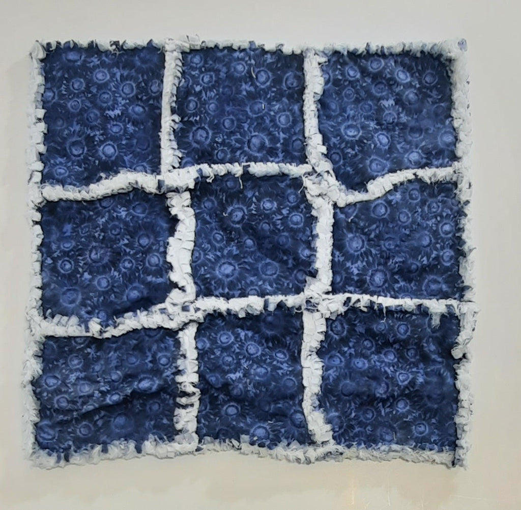 15"x15" Handmade Rag Quilt Pillow Cover: Insert Included