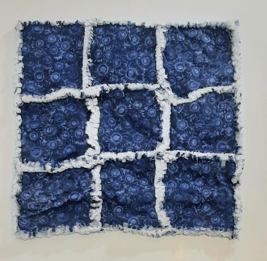 15"x15" Handmade Rag Quilt Pillow Cover: Insert Included