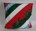 15"x15" Handmade Pillow Cover: Insert Included: Red/Flower, Snowman, white/green stripes