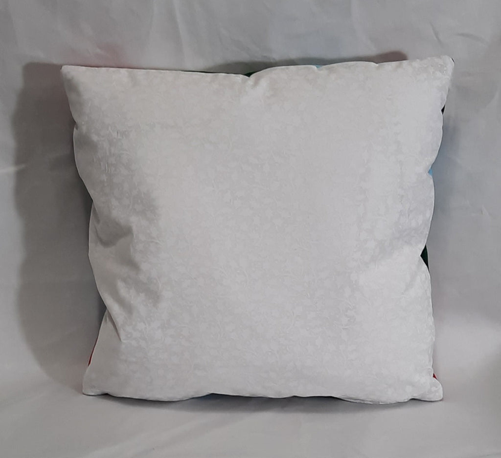 15"x15" Handmade Pillow Cover: Insert Included: Red/Flower, Snowman, white/green stripes