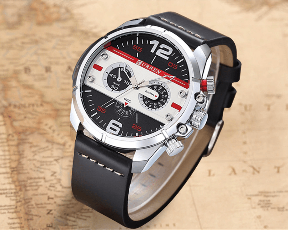 Men's  Waterproof Retro Style Watch With Excellent  Background, Chronometers  Large Numbers Perfect Gift
