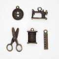 Vintage Sewing Charms in Antique Gold 5pc