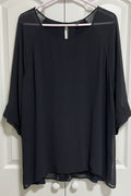Women's long sleeve blouse in greenish black. Size 2x