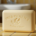 Bar of soap with 'Pre de Provence' branding on a white background