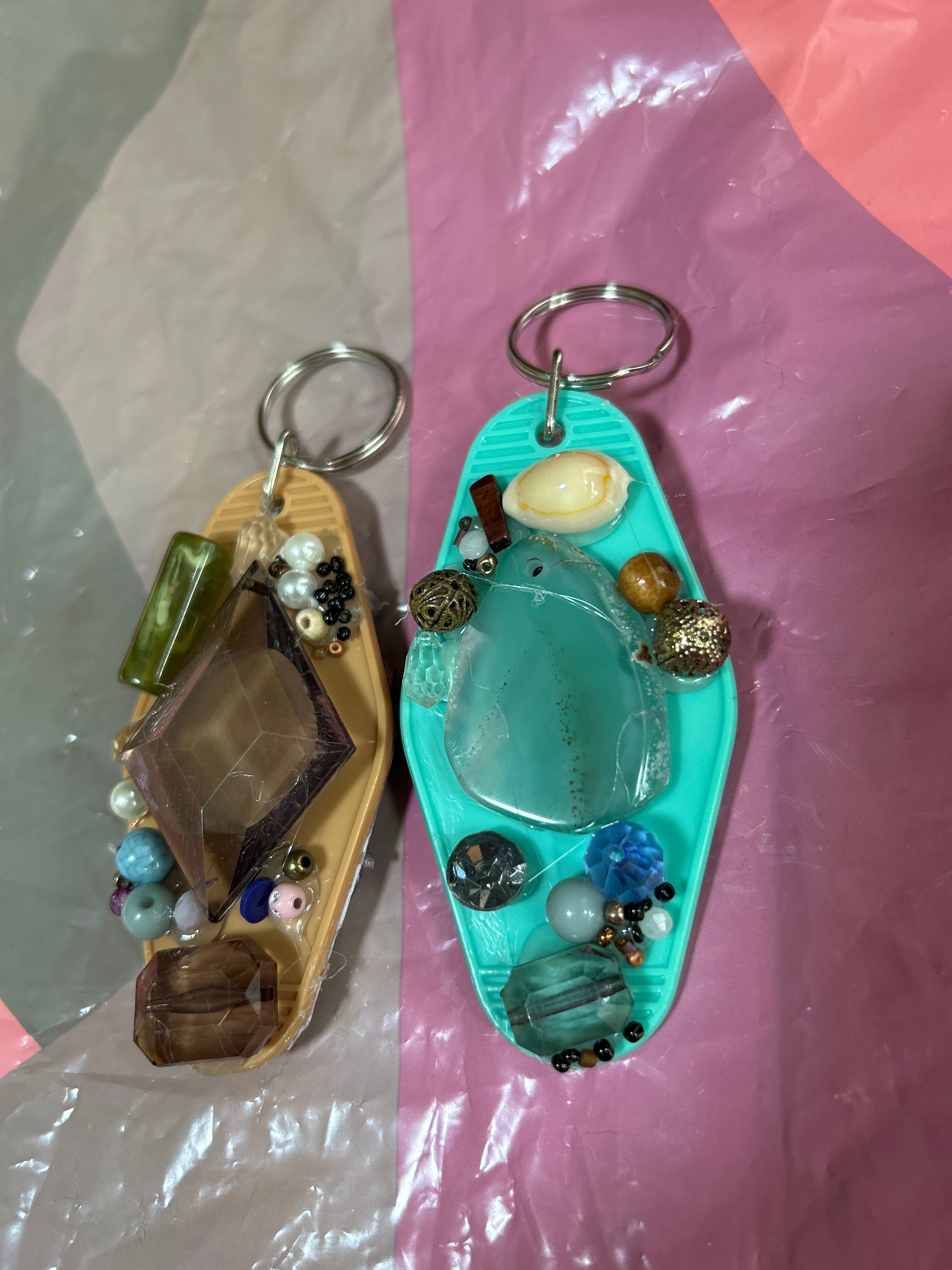 Hand Decorated retro motel key rings
