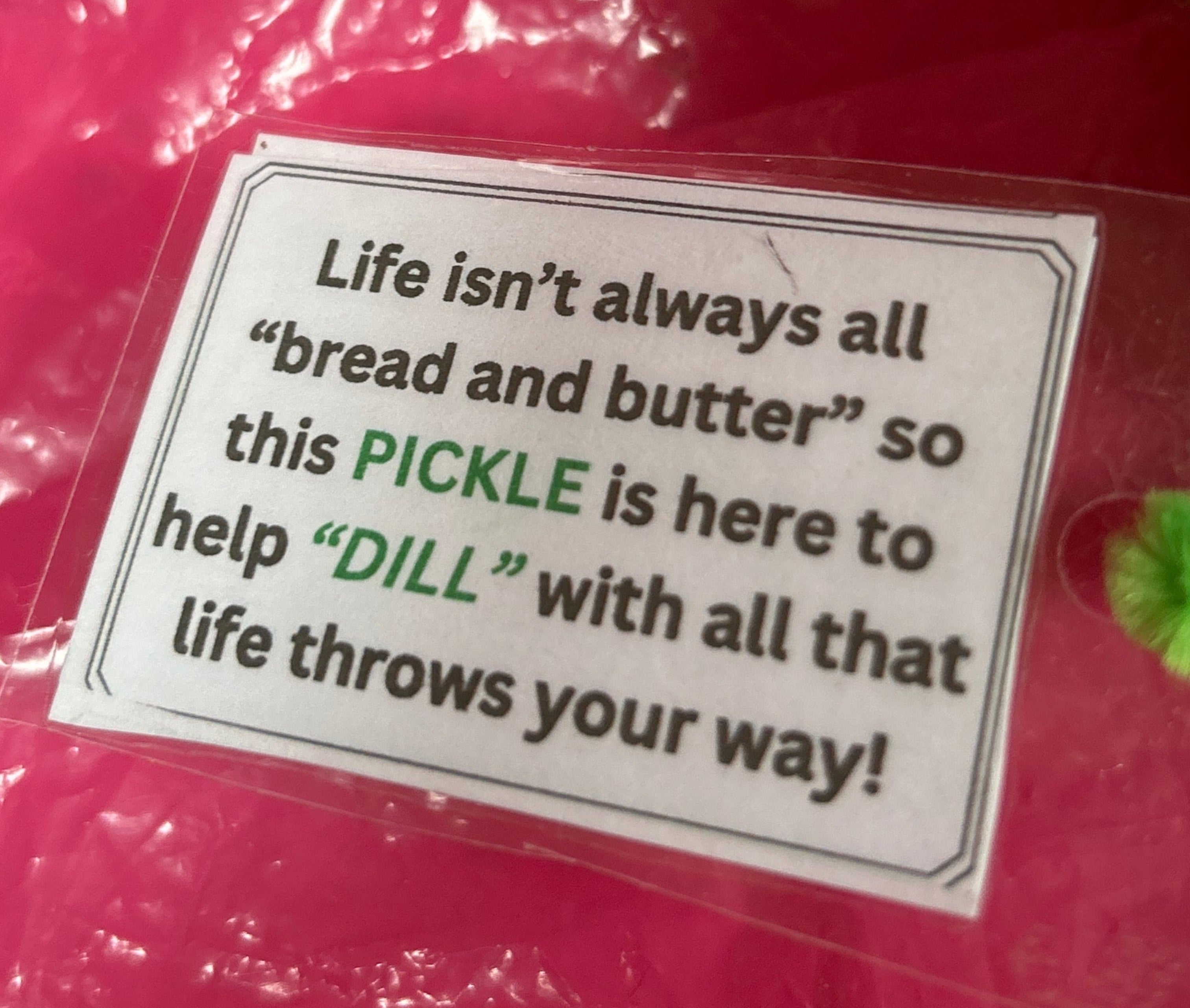 Handcrafted emotional support pickle green crocheted