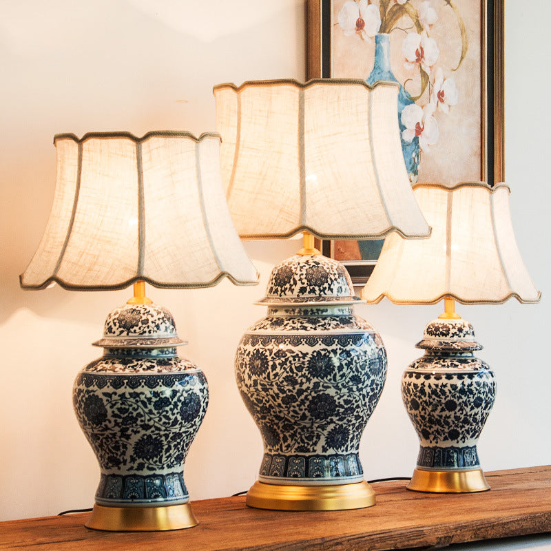 The Imperial Bloom: Blue & White Porcelain Table Lamp