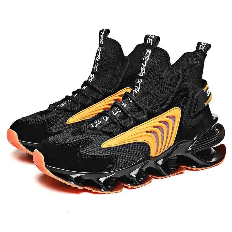 Fly Woven Mesh High-Top Sneakers - Breathable Thick-Soled Running Shoes