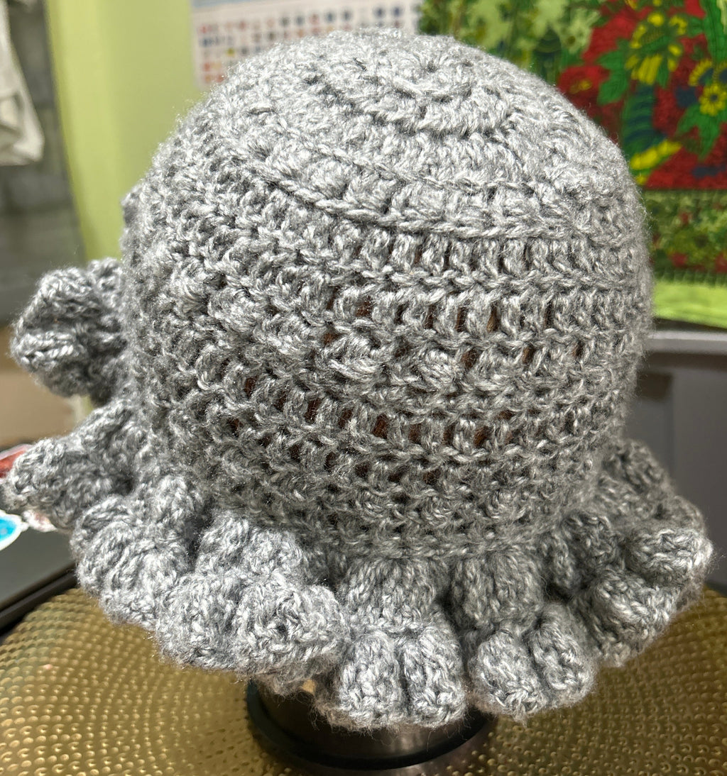 Handmade Crocheted Grey Beanie Hat