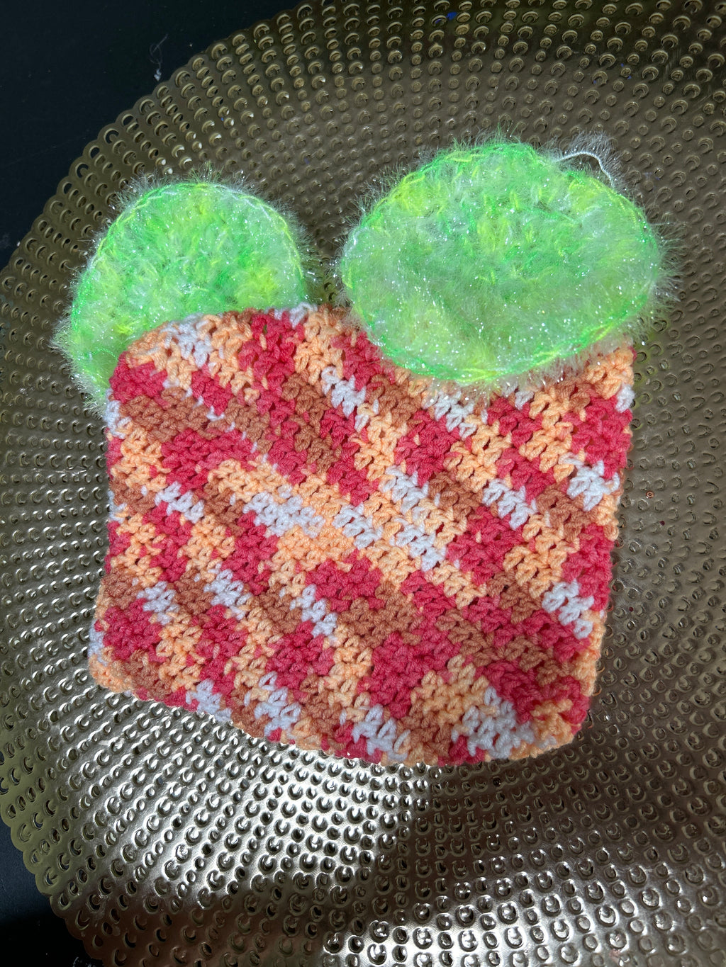 Crocheted Double Sided Washcloth with 2 Scrubbies