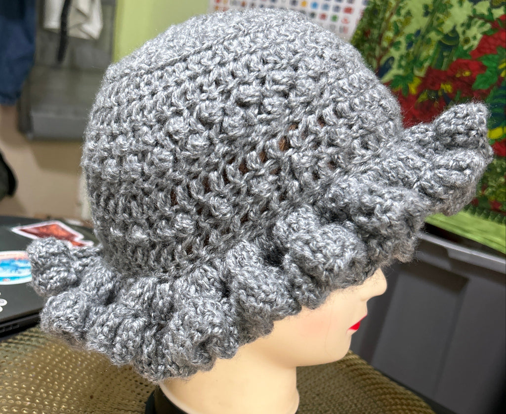 Handmade Crocheted Grey Beanie Hat