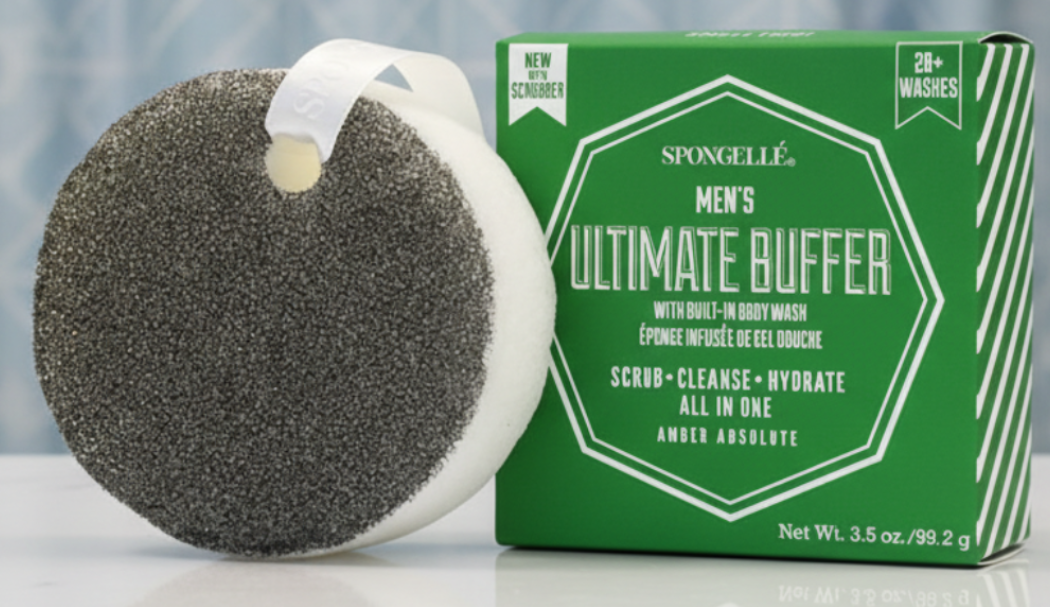 Spongelle Men's Ultimate Buffer with packaging on a white background