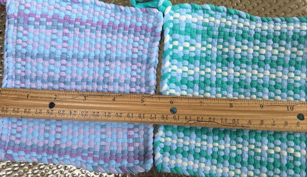 Set of 2 woven handmade potholders.