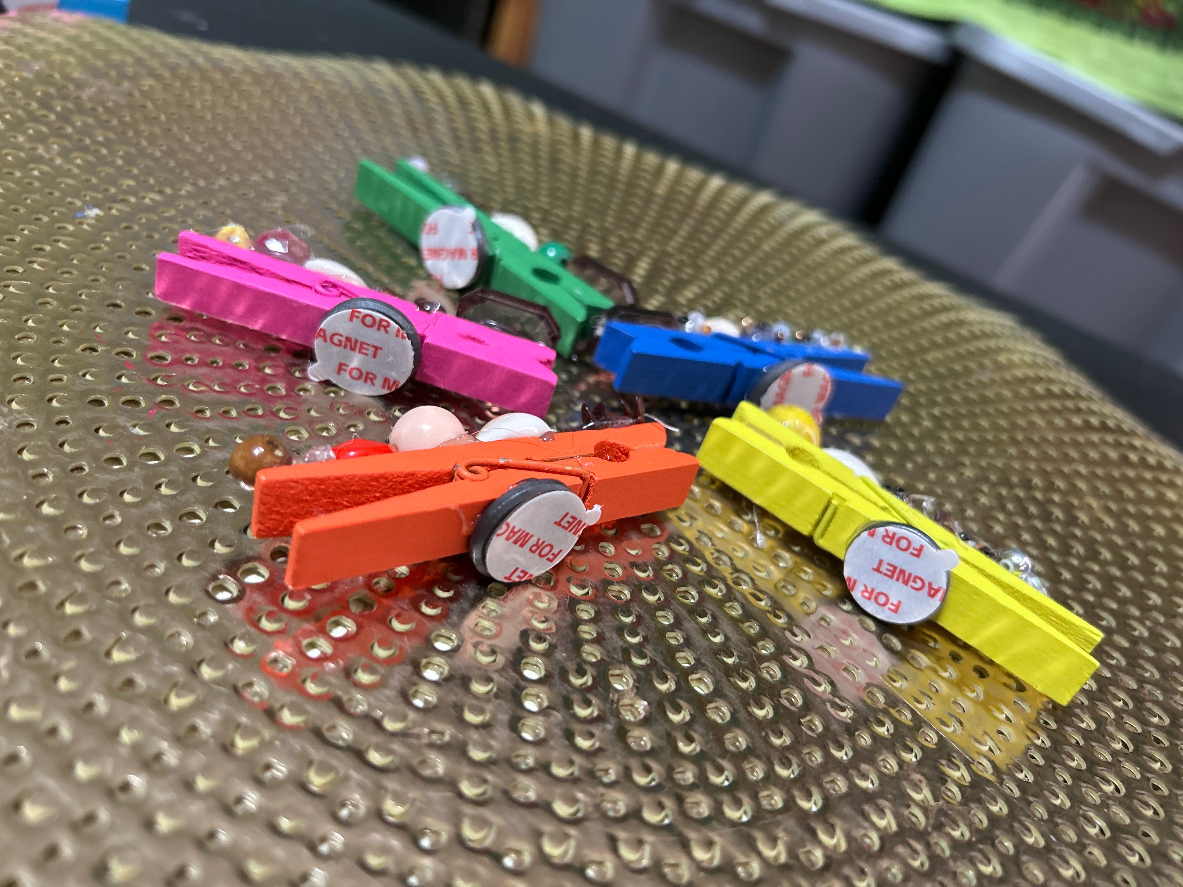 Beaded Clothespin Magnets
