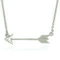 Silver arrow necklace on a white background