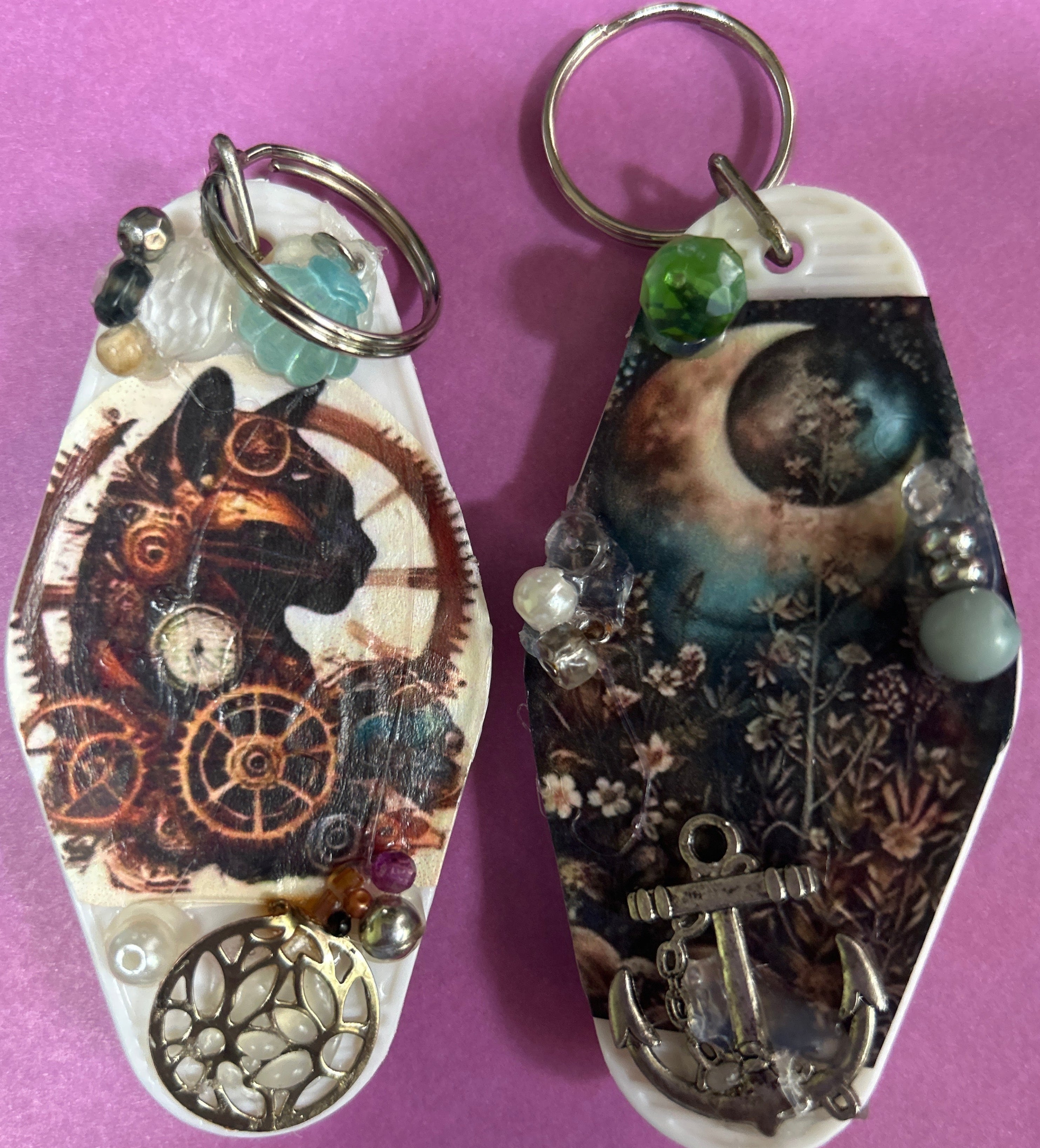 A set of retro motel key rings