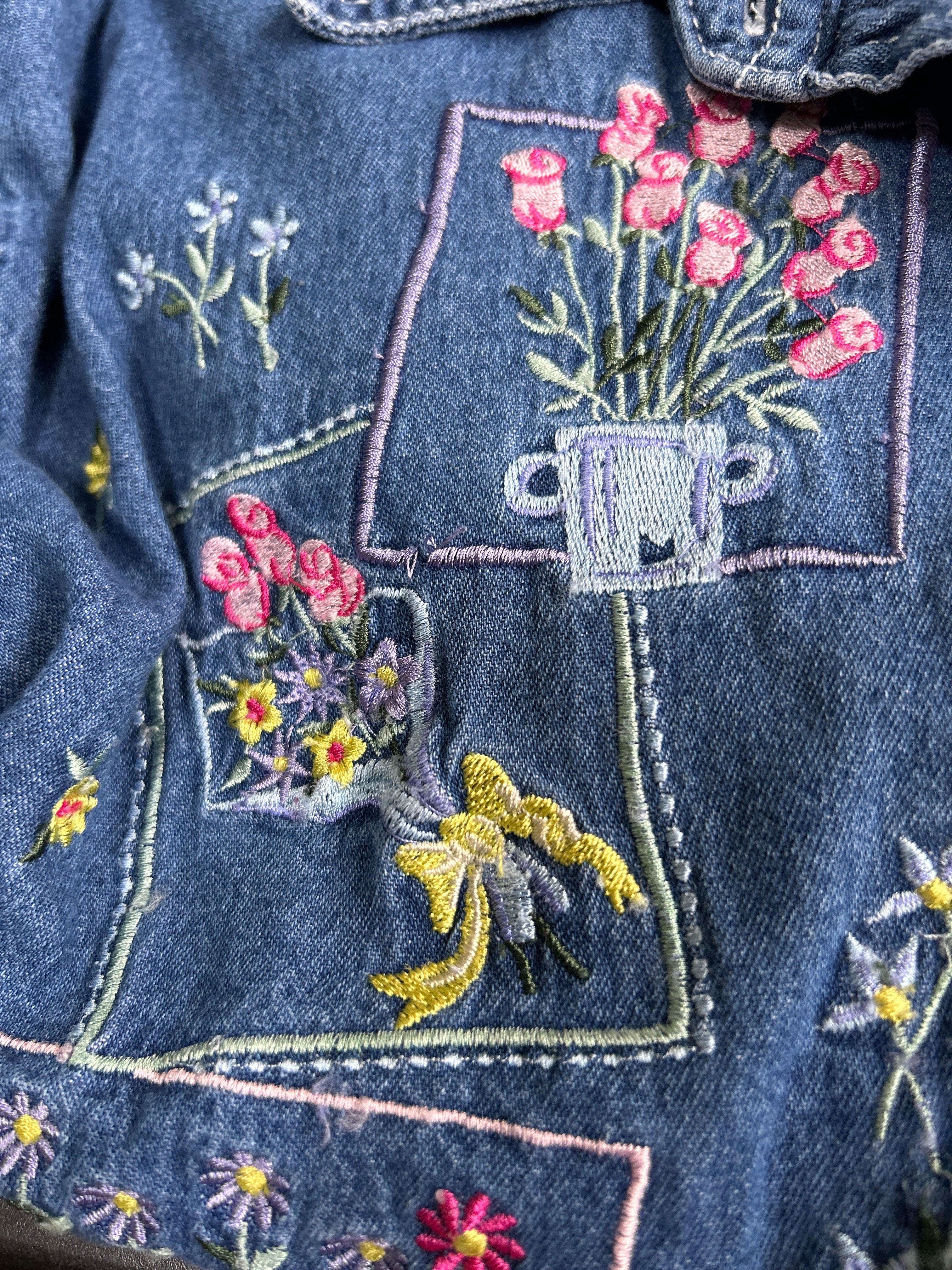 Bobby Brooks Short Sleeve Denim Shirt with Embroidery