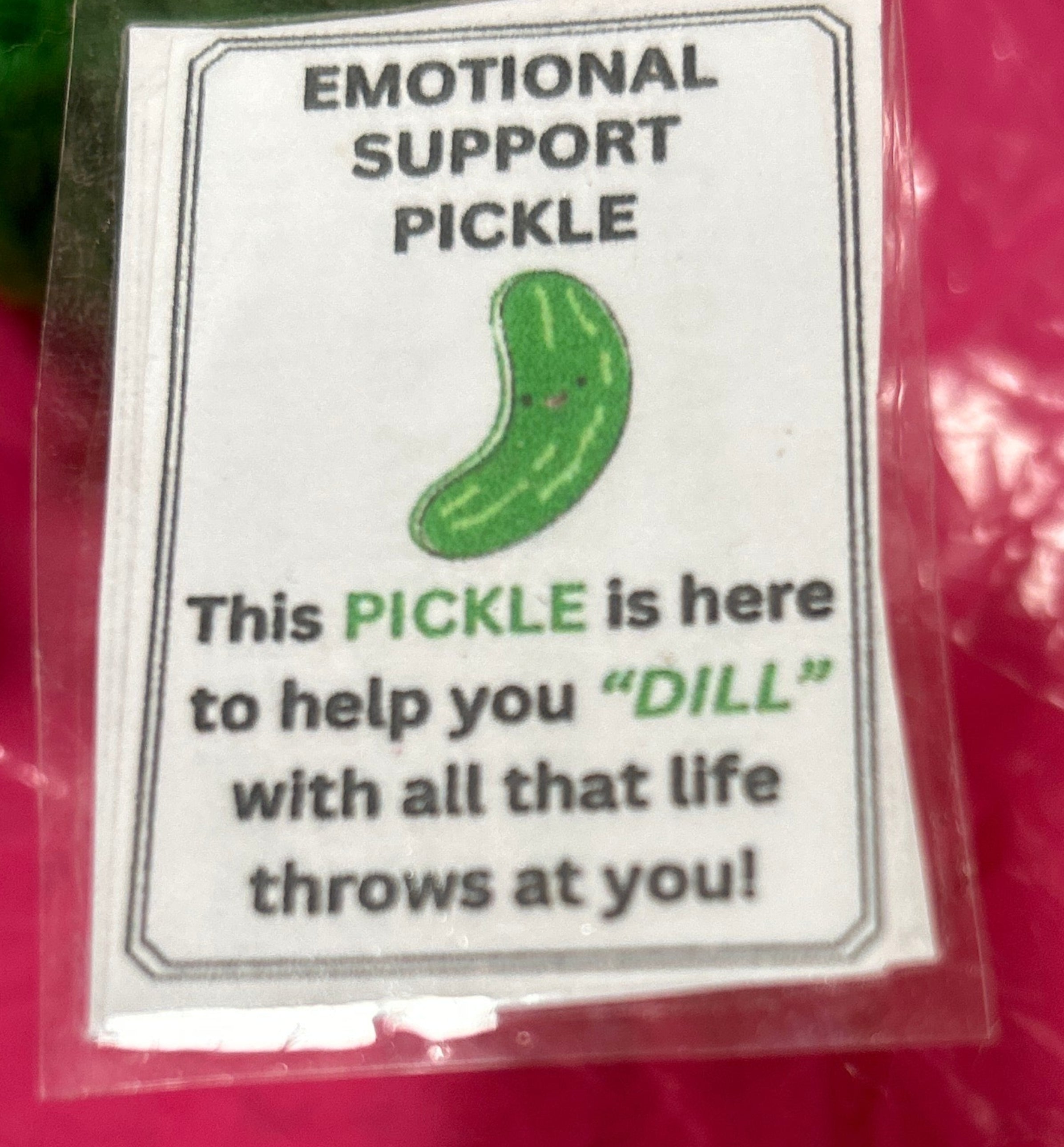 Handcrafted emotional support pickle green crocheted