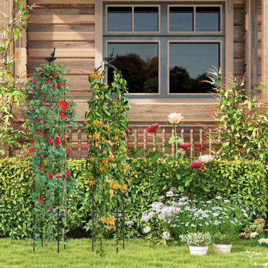 2-Pack Garden Obelisk Trellis for Climbing Plants-Black