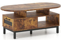 Wooden TV stand with a rustic finish on a white background