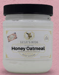 Jar of Lu Lu's Suds Honey Oatmeal body butter on a white background