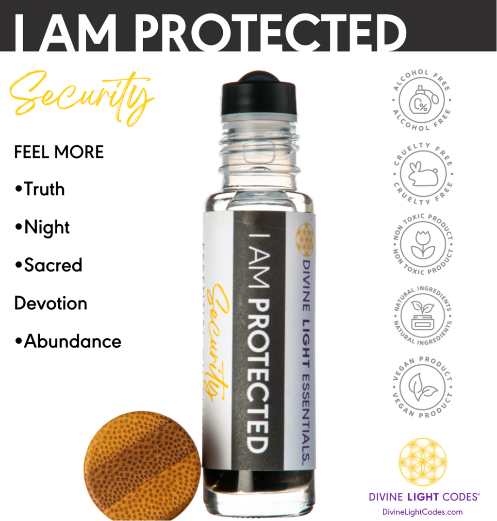 Roll-on bottle labeled 'I AM PROTECTED' with a wooden applicator on a white background.