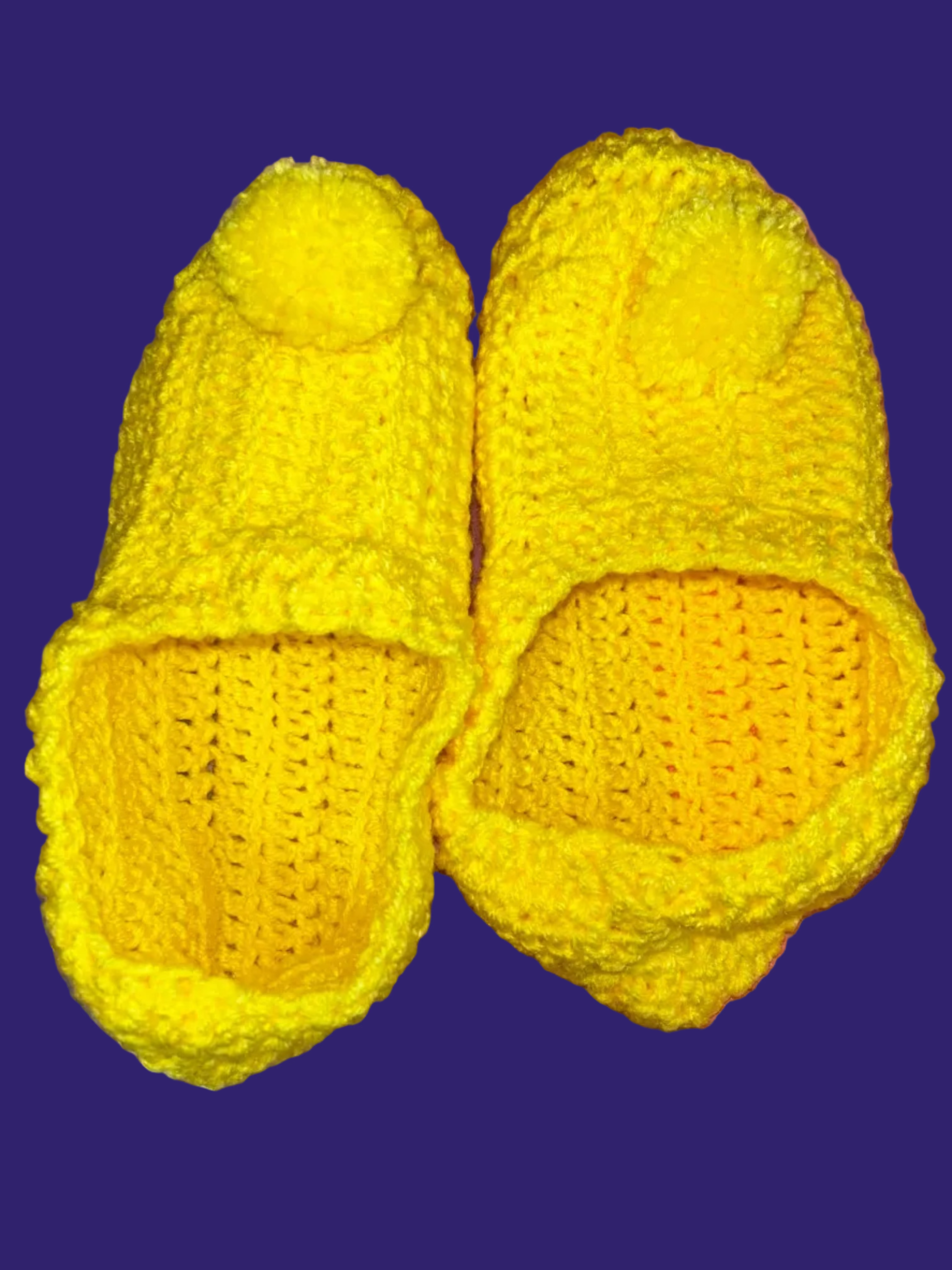 A Pair of Yellow Handmade Crocheted Booties  Medium