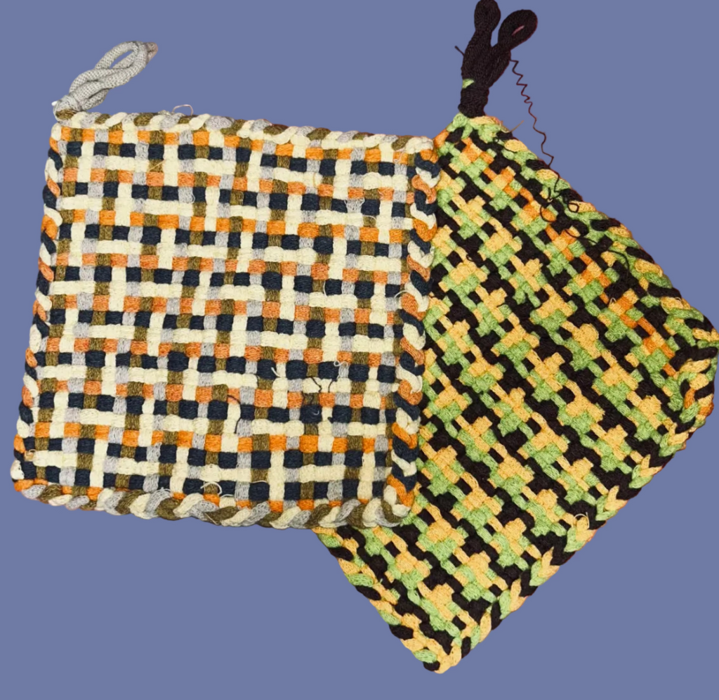 Plaid woven potholders