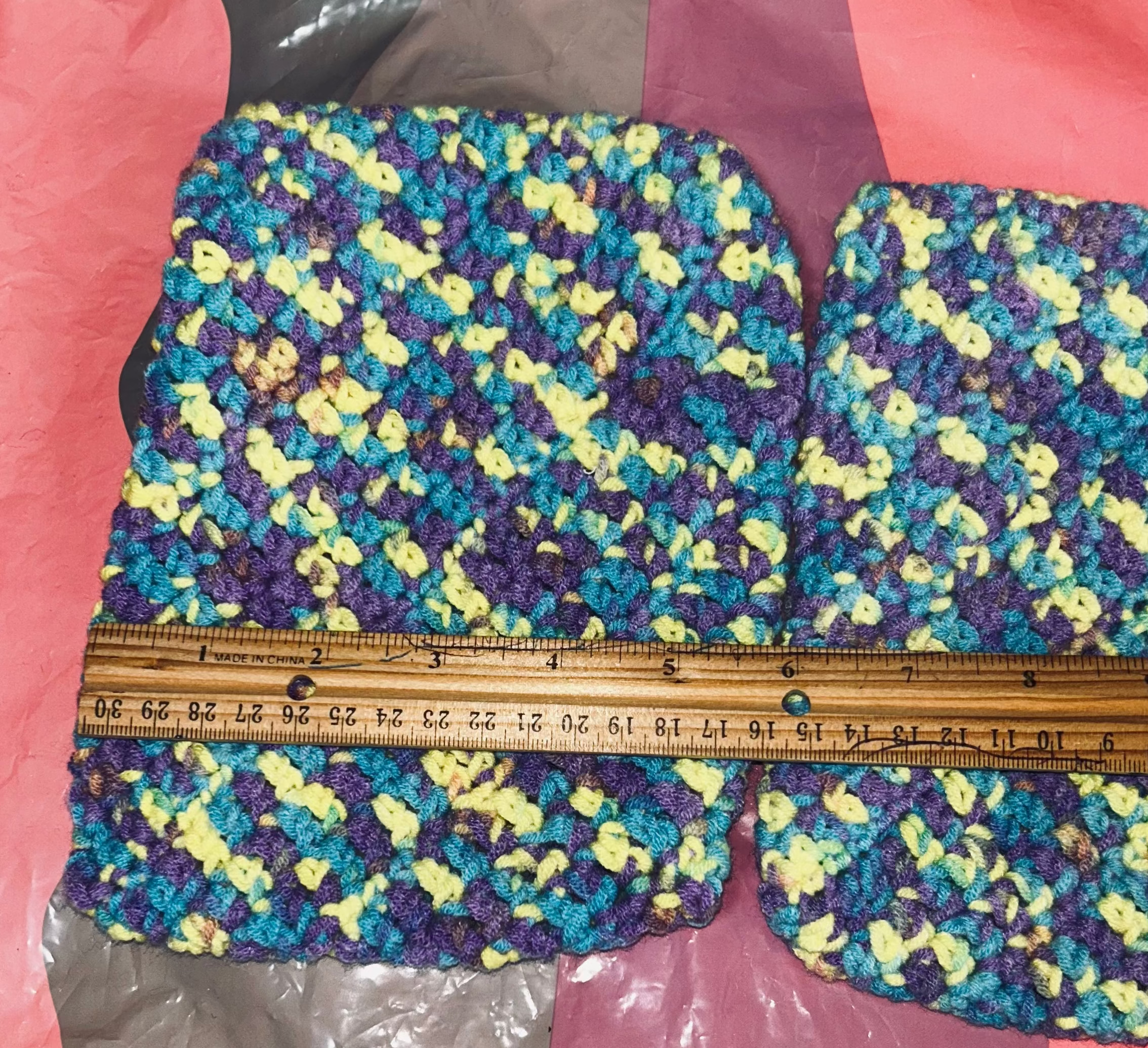 A Pair  of Handmade Crocheted Potholders.