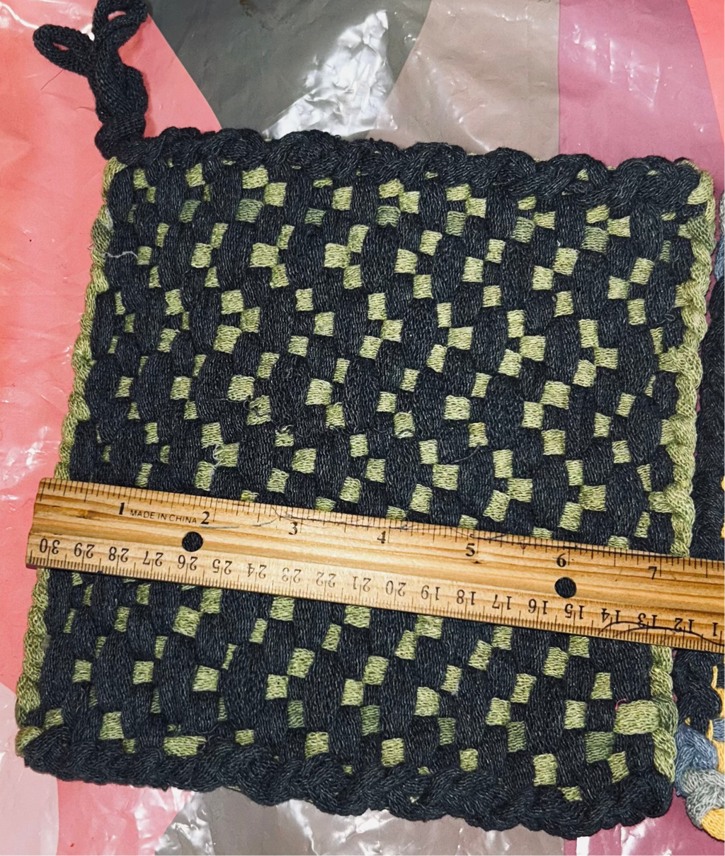 2 Handcrafted Woven Potholders or Hot Mats.