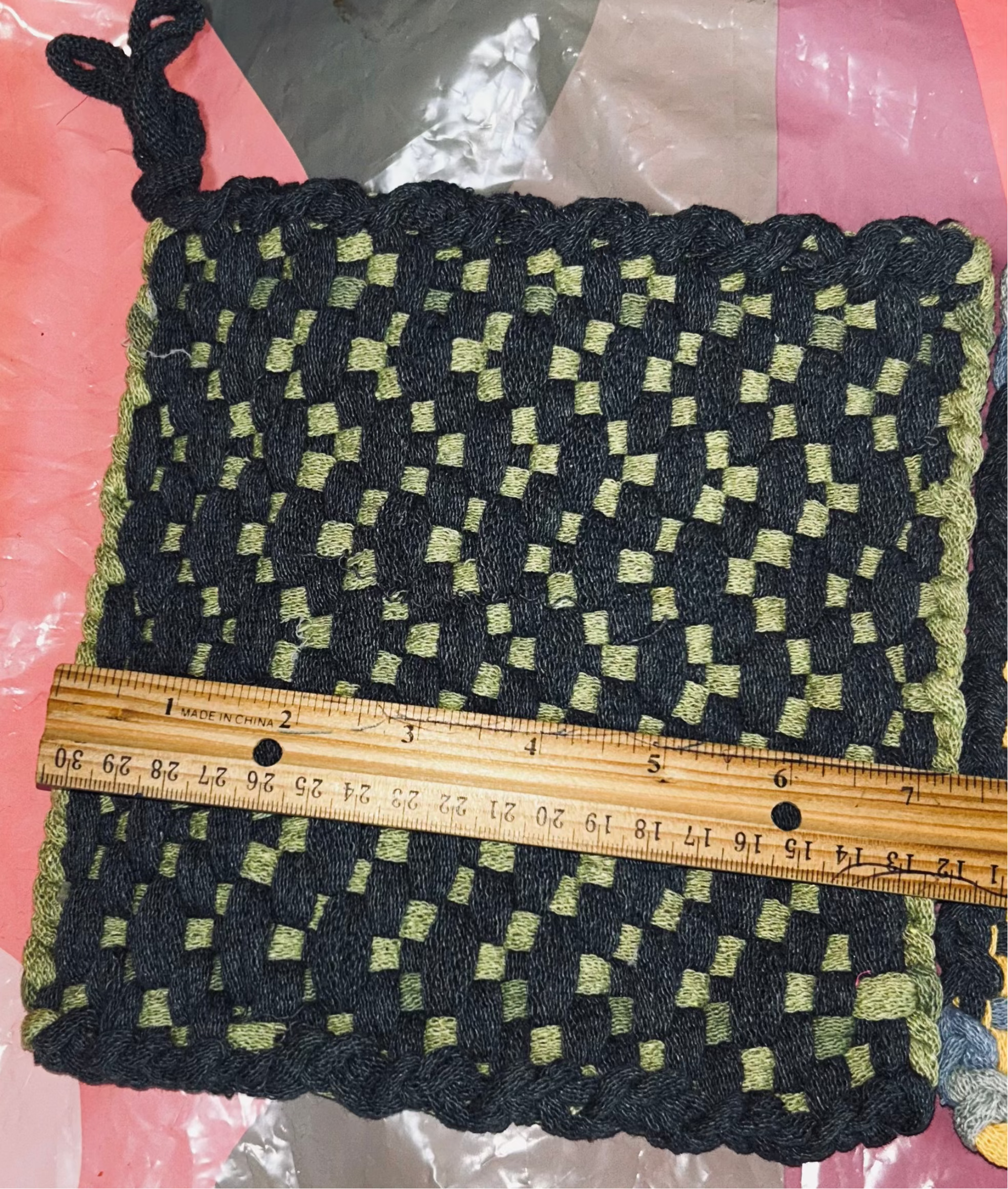 2 Handcrafted Woven Potholders or Hot Mats.