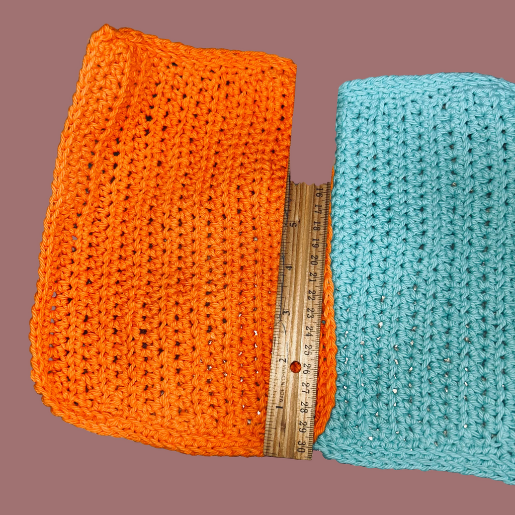 A Pair of Handcrafted Crocheted Dishcloths  & a Green Round Scrubbie