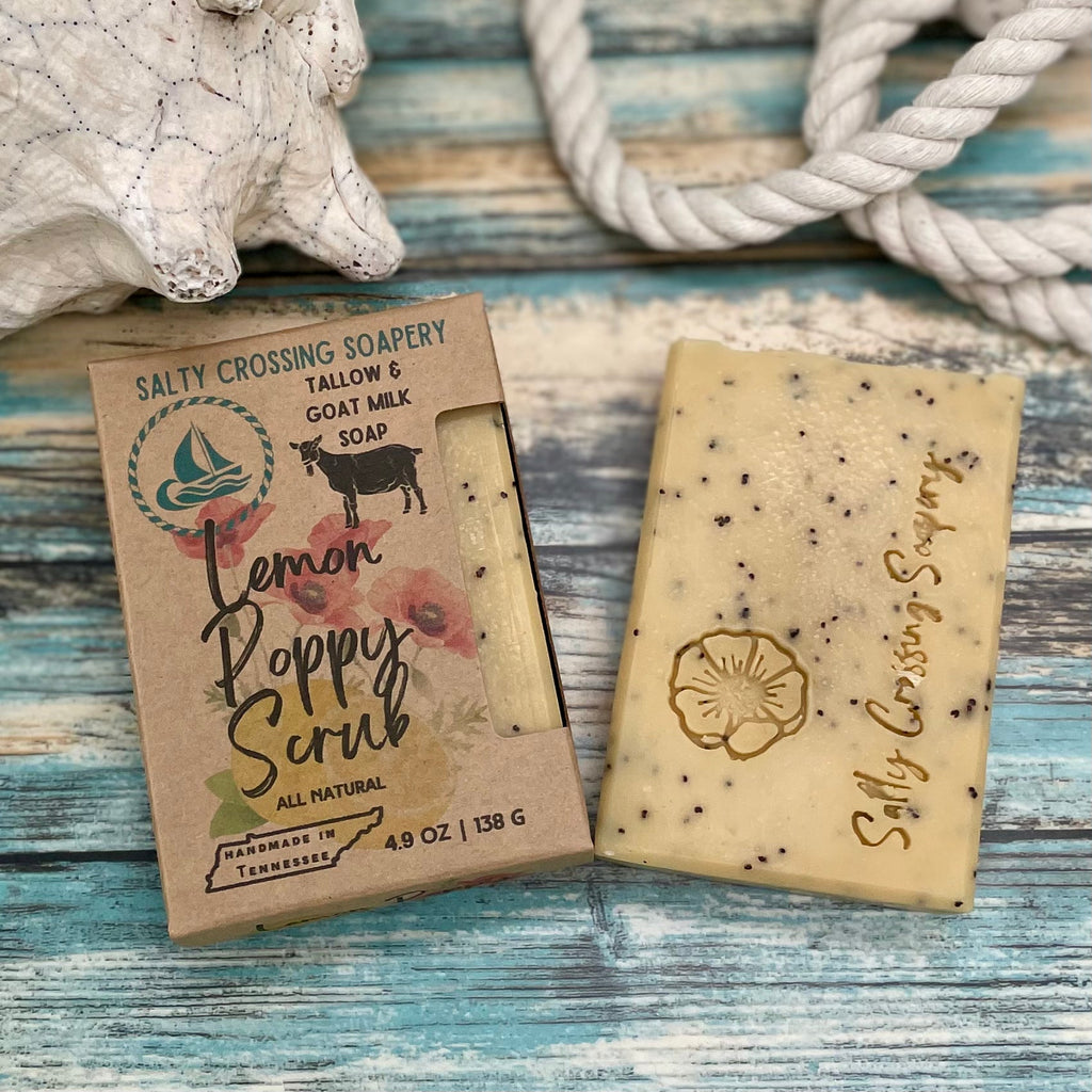Lemon Poppy Scrub Soap Bar with Tallow & Goat Milk