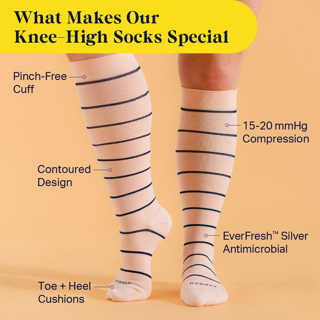 Knee-High Compression Socks – 3 Pack Stripes