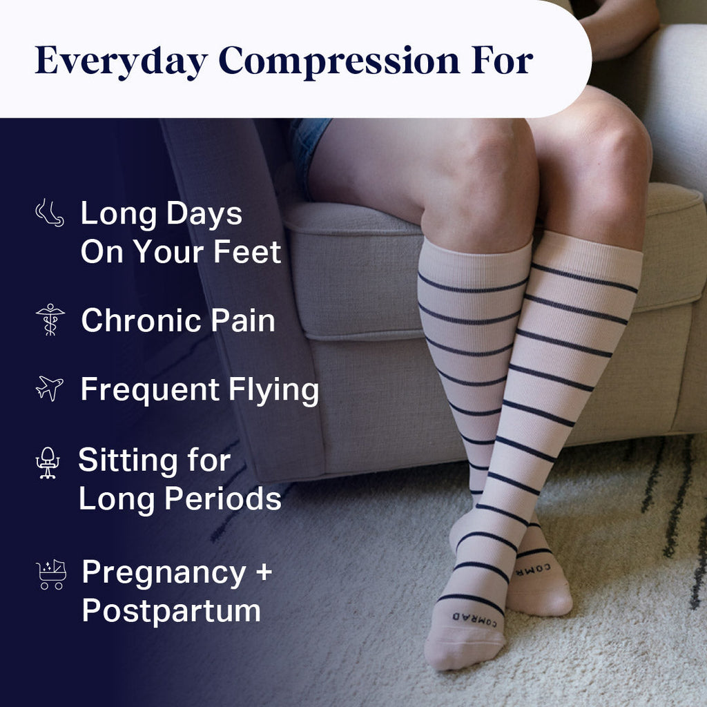 Knee-High Compression Socks – 3 Pack Stripes