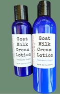 Two bottles of Goat Milk Cream Lotion on a white background