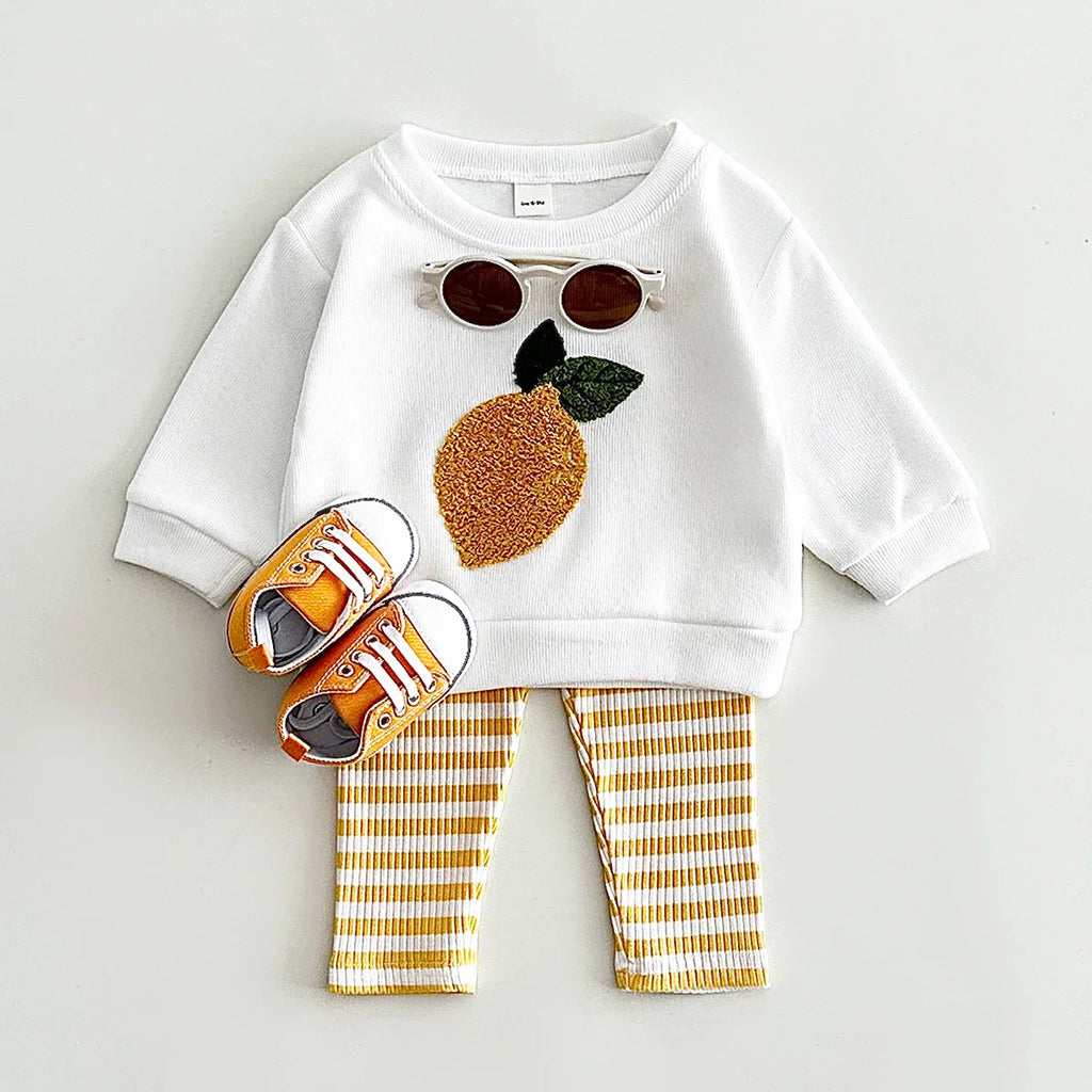 Fuzzy Fruit Stripe Pants Set
