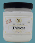 Jar of Lu Lu's Suds Thieves body butter on a white background