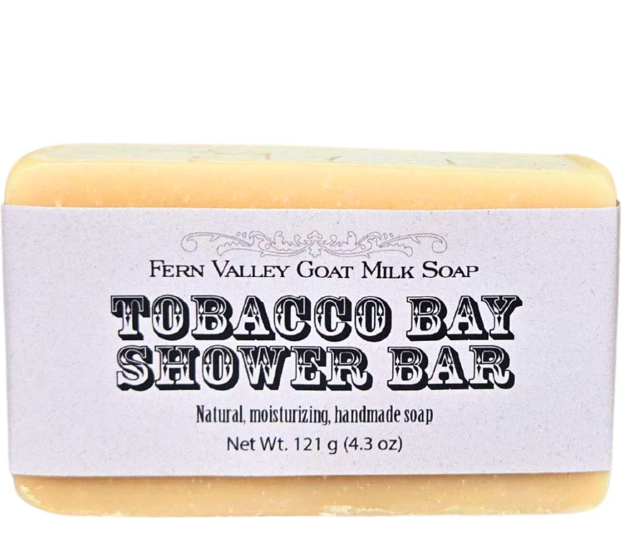 Fern Valley Goat Milk Soap Tobacco Bay Shower Bar on a white background