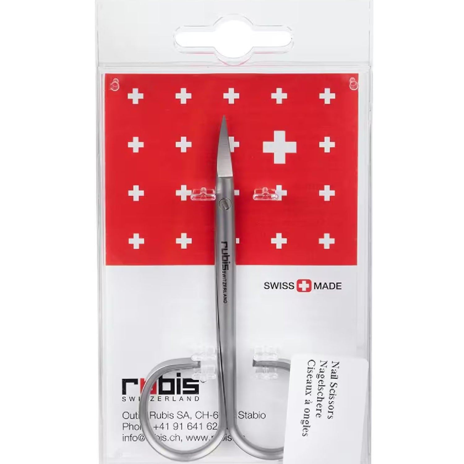 Rubis nail puller in packaging with red background and white crosses