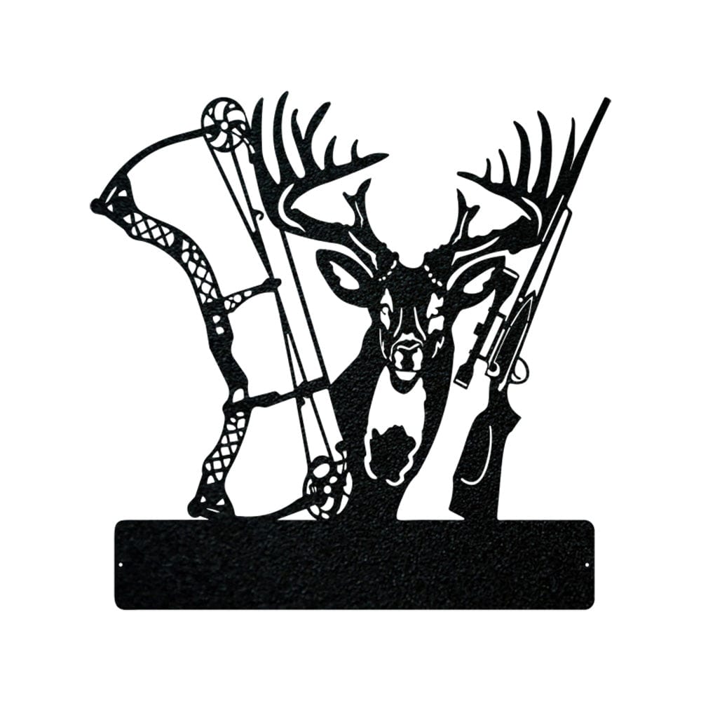 Metal Hunting Sign - Rustic Born to Hunt Monogram With Buck Silhouette