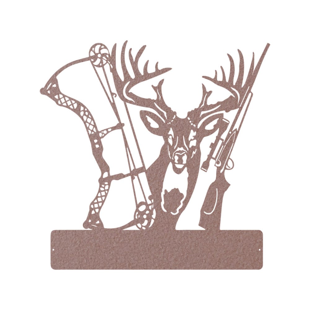 Metal Hunting Sign - Rustic Born to Hunt Monogram With Buck Silhouette