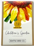 Seattle Seed Co. children's garden seed packet with sunflower illustration on a white background