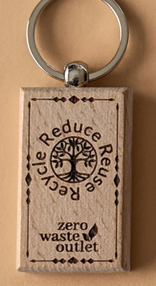 "Don't Forget Reusable Bags" Wooden Keychain