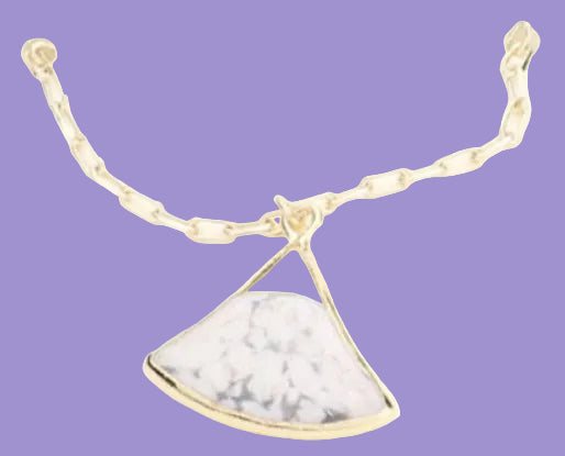 Fan Shaped Semi Precious Stone Pendant Necklace